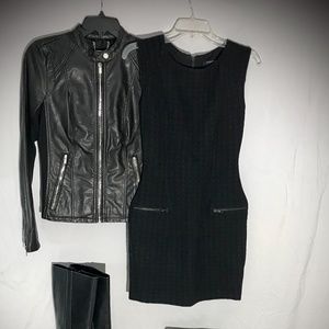 French Connection Black Sheath Houndstooth, Sz 6